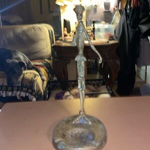 Mid Century Modern Abstract Tall Don Quijote Memory of Chile Brass Metal ashtray